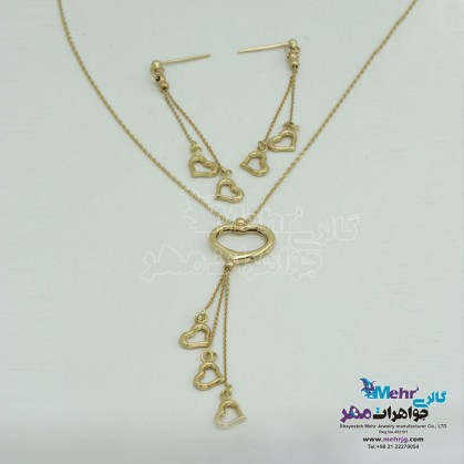 Half a Set of Gold - Necklace and Earrings - Heart Design-MS0499